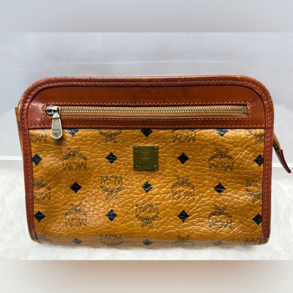 MCM Clutch Cognac Leather
